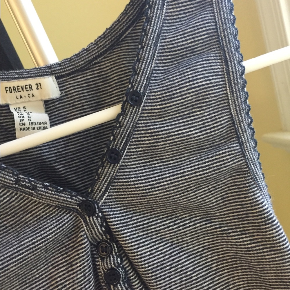 Striped Lettuce Trim Crop Top